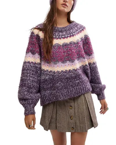 Free People Festive Frost Sweater In Blackbery Wine Combo