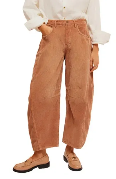 Free People Good Luck Barrel Leg Corduroy Pants In Emperador