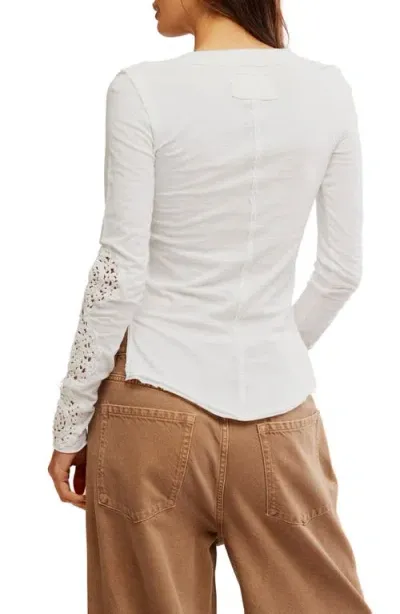 Free People Our Song Long Sleeve Cotton Henley In Ivory