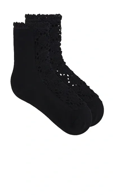 Free People Rubies Crochet Socks In Black