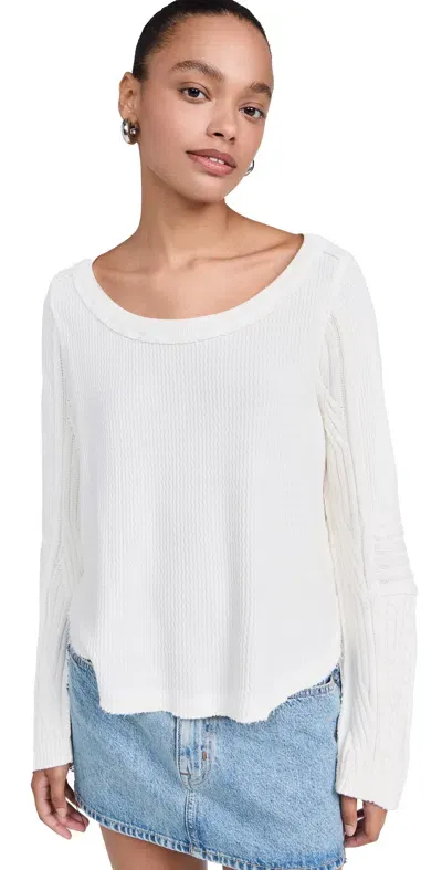 Free People Swinging Cable Cuff Sweater Ivory Combo In White