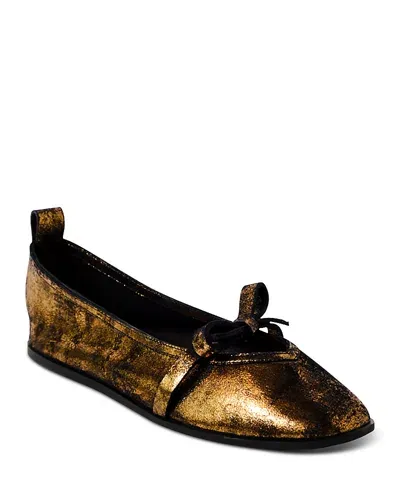 Free People Women's Mania Bow Flats In Bronze Age Metallic