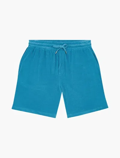 Frescobol Carioca Augusto Terry Cotton Shorts In Lake Blue