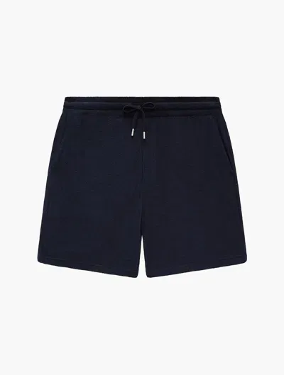 Frescobol Carioca Augusto Terry Cotton Shorts In Navy-blue