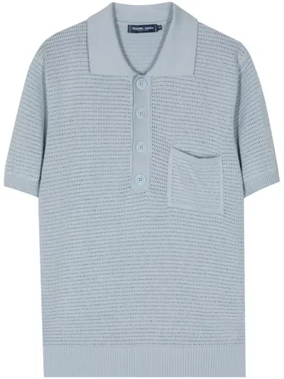 Frescobol Carioca Clemente Crochet-knit Polo Shirt In Blue