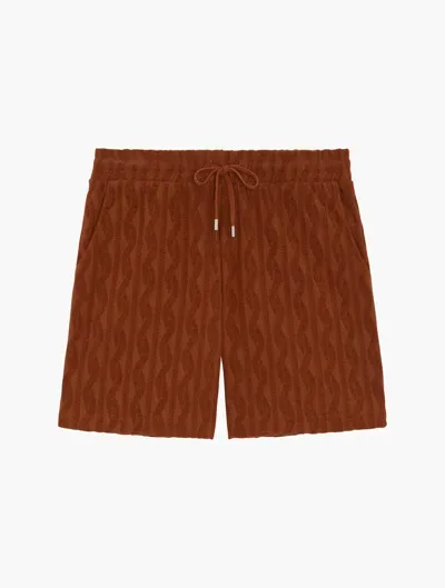 Frescobol Carioca Copacabana Jacquard Augusto Terry Cotton Shorts In Silk Brown