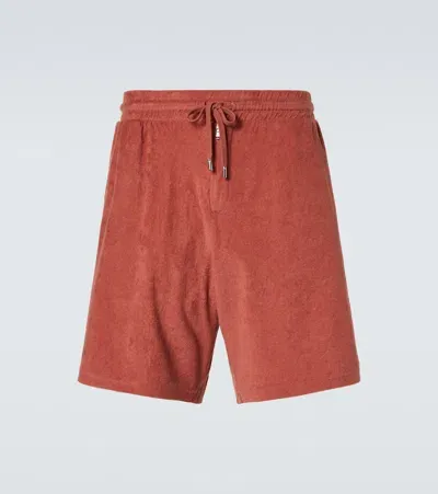 Frescobol Carioca Cotton-blend Terry Shorts In Red