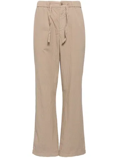 Frescobol Carioca Crinkled-finish Straight-leg Trousers In Brown