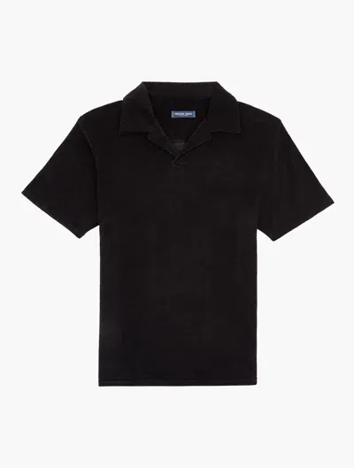 Frescobol Carioca Faustino Terry Cotton Polo In Black