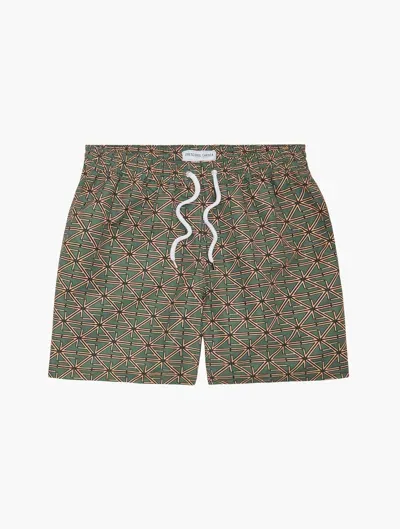 Frescobol Carioca Fc Monograma Board Swim Shorts In Vineyard Green & Pastel Orange