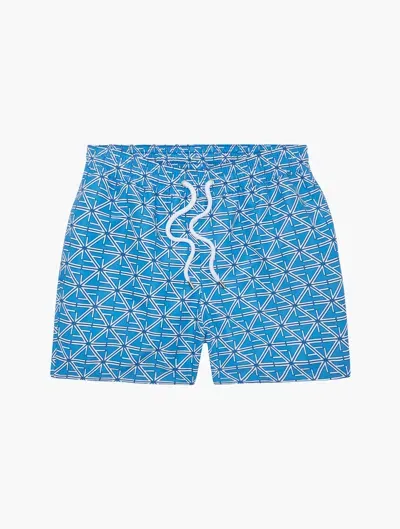 Frescobol Carioca Fc Monograma Sport Swim Shorts In Chateau Blue & White