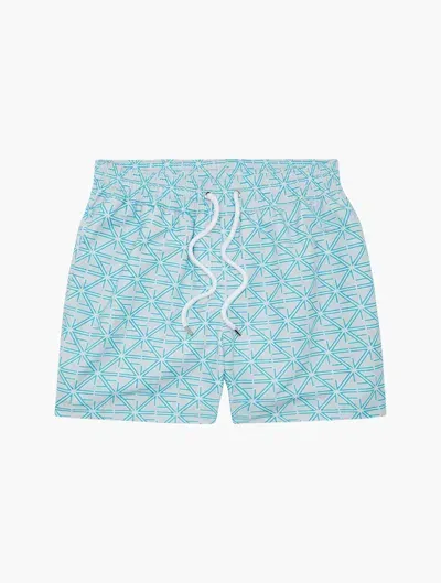 Frescobol Carioca Fc Monograma Sport Swim Shorts In Light Grey & Topaz Teal