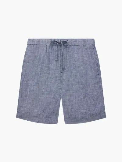 Frescobol Carioca Felipe Linen Shorts In Melange Navy Blue