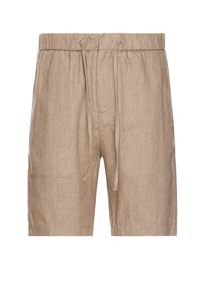 Frescobol Carioca Felipe Linen Shorts In Truffle