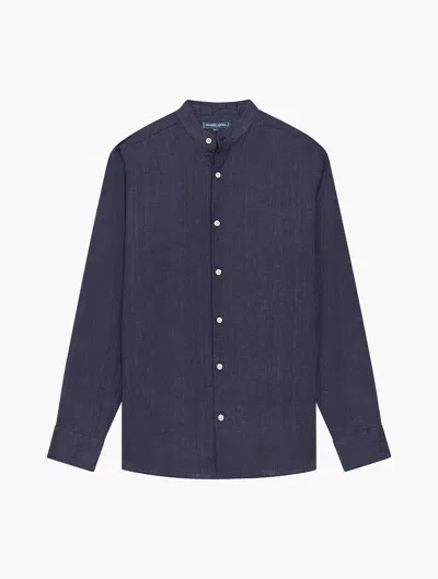 Frescobol Carioca Jorge Linen Shirt In Midnight-blue