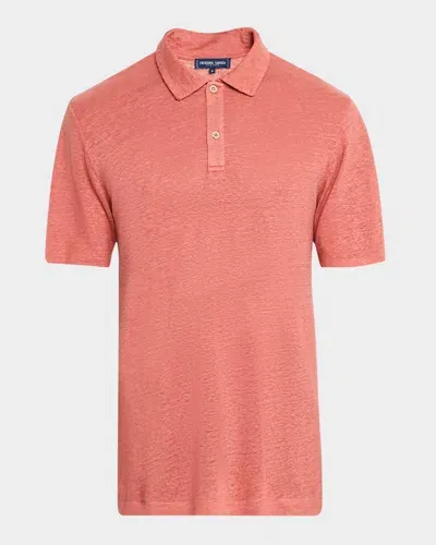 Frescobol Carioca Men's Mello Linen Polo Shirt In Dusty Coral