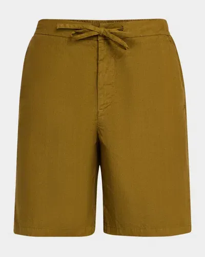 Frescobol Carioca Men's Sergio Linen And Cotton Stretch Shorts In Spinach