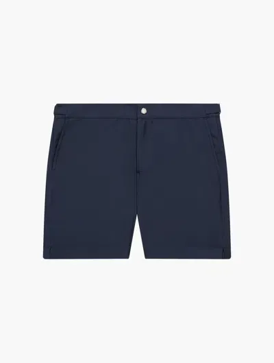 Frescobol Carioca Micro Jacquard Rio Tailored Swim Shorts In Navy