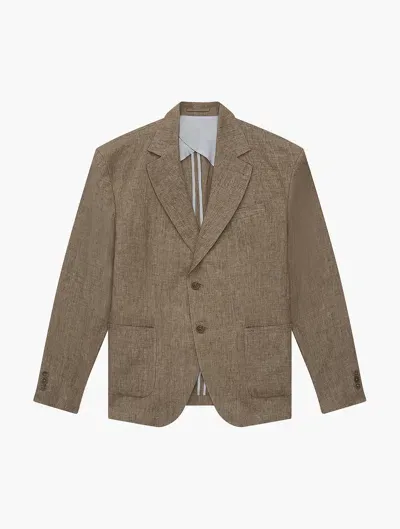 Frescobol Carioca Paulo Linen Blazer In Dark Truffle