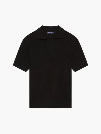 Frescobol Carioca Rino Chain Stitch Knit Polo In Black