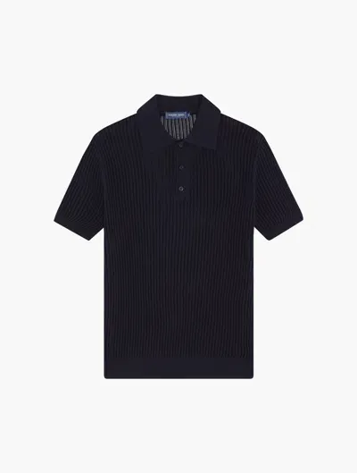 Frescobol Carioca Rino Space Dye Knit Polo In Midnight-blue