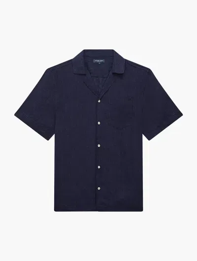 Frescobol Carioca Row Angelo Linen Shirt In Midnight-blue