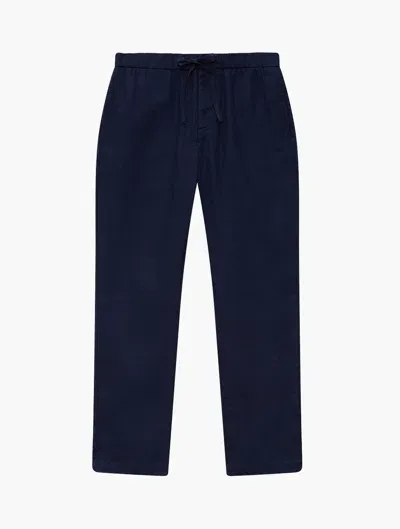 Frescobol Carioca Row Oscar Linen Trousers In Navy-blue