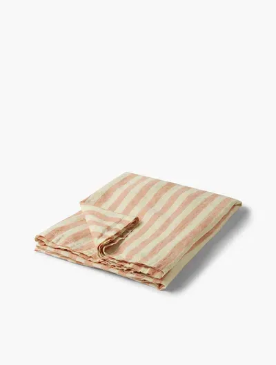 Frescobol Carioca Row Stripe Linen Beach Towel In Terracotta & Off White