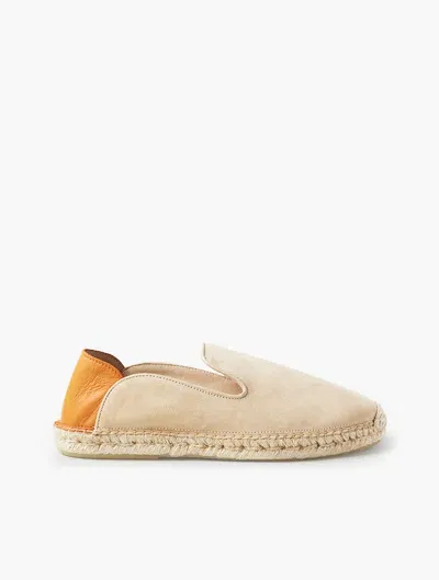 Frescobol Carioca Veluso Suede Espadrilles In Sand & Orange