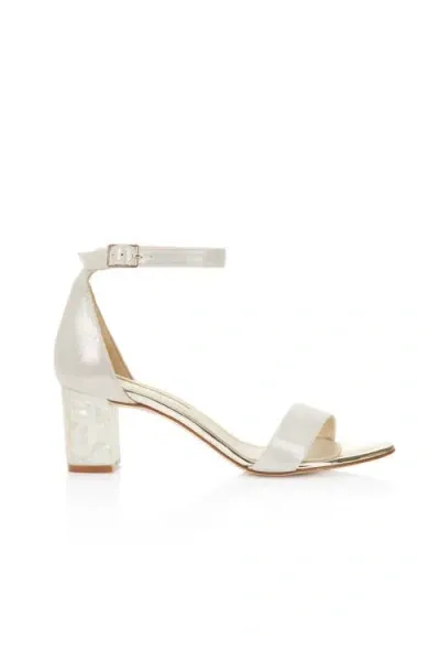 Freya Rose Martene Midi Ankle Strap Pearl Heel In Champagne