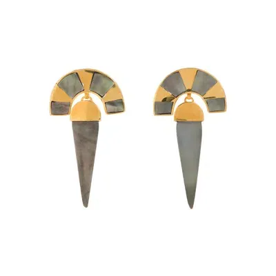 Freya Rose Women's Gold / Black / Grey Warrioress At Night Earrings In Gold/black/grey