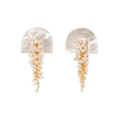 Freya Rose Hakuro Gold Midi Earrings In White/gold