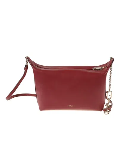 Furla Logo Top Zip Semi-chained Shoulder Bag In Ciliegia