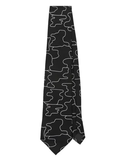 Fursac Patterned Silk-satin Tie In 黑色