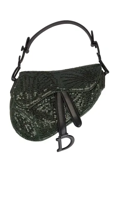 Fwrd Renew Dior Beaded Sequin Saddle Bag In Green