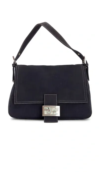 Fwrd Renew Fendi Mama Denim Shoulder Bag In Black