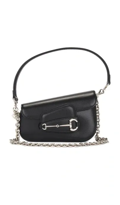 Fwrd Renew Gucci Horsebit Leather 2 Way Shoulder Bag In Black