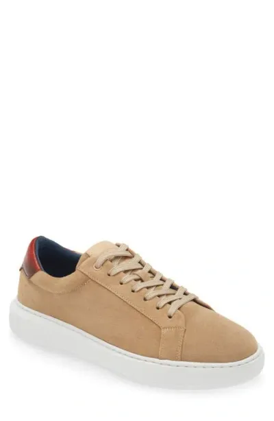 G Brown Puff Suede Low Top Sneaker In Sand