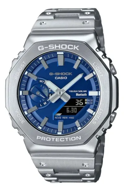 G-shock Full Metal 2100 Series Ana-digi Bluetooth Watch, 49.8mm X 44.4mm In Silver