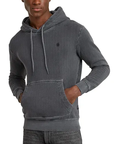 G-star Raw Fleece Herringbone Regular Fit Hoodie In Dark Black