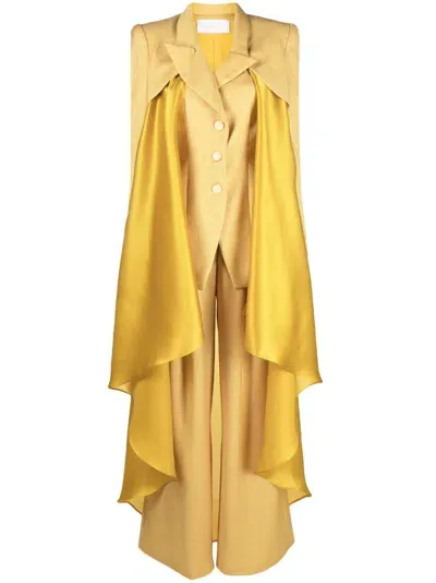 Gaby Charbachy Draped Peak Collar Suit In Gelb