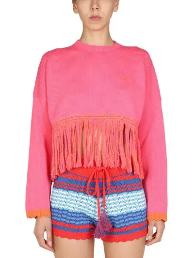 Gallo 1927 Logo Embroidery Sweater In Fuchsia