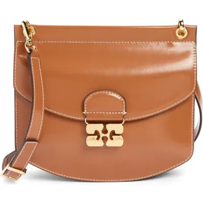 Ganni Apo-g Small Shoulder Bag In Caramel Cafe