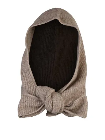 Ganni Balaclava In Beige Wool Blend In Beis