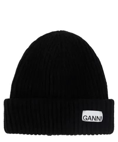 Ganni Beanie In Black