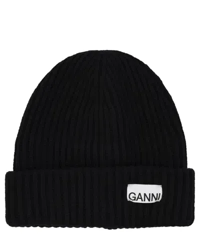 Ganni Beanie In Black