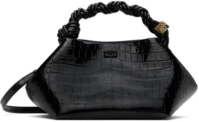 Ganni Black Croco Patent Small  Bou Hand Bags Black In 099 Black