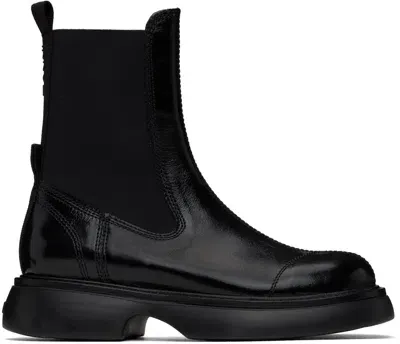 Ganni Black Everyday Mid Chelsea Boots In Black/black