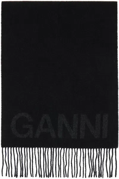 Ganni Sciarpa Logo In Black