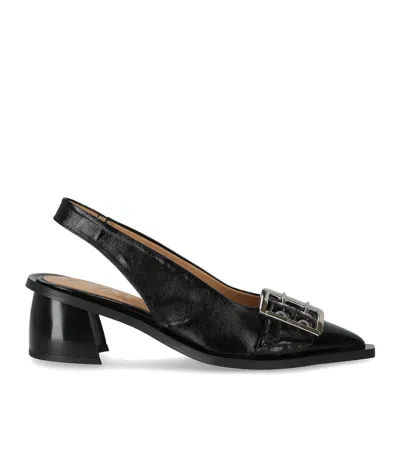 Ganni Buckled Slingback Pumps In Schwarz